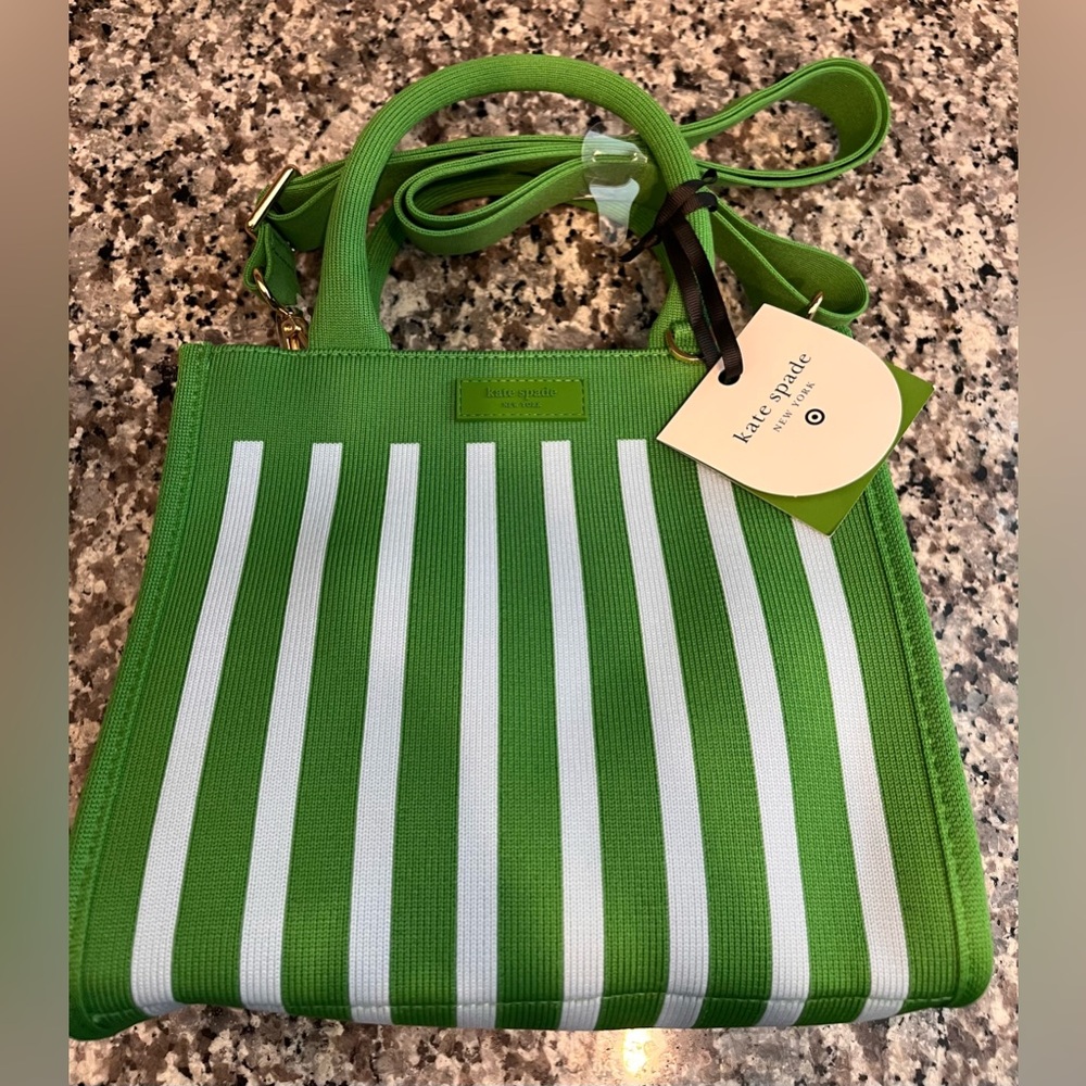 Kate Spade Vibrant Green and White Tote